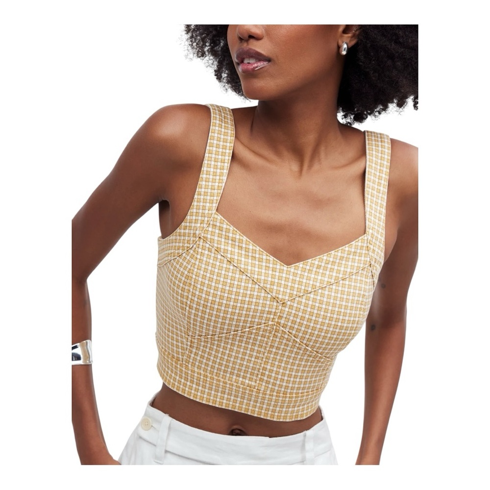 Madewell Denim Supercrop Tank Top in Mini Check- Size 00 - Picture 7 of 11